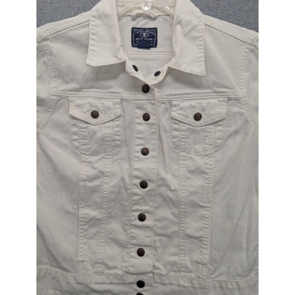 Lucky Brand Jacket Womens Medium White Sabrina Denim Jean Trucker Casual - Picture 2 of 9